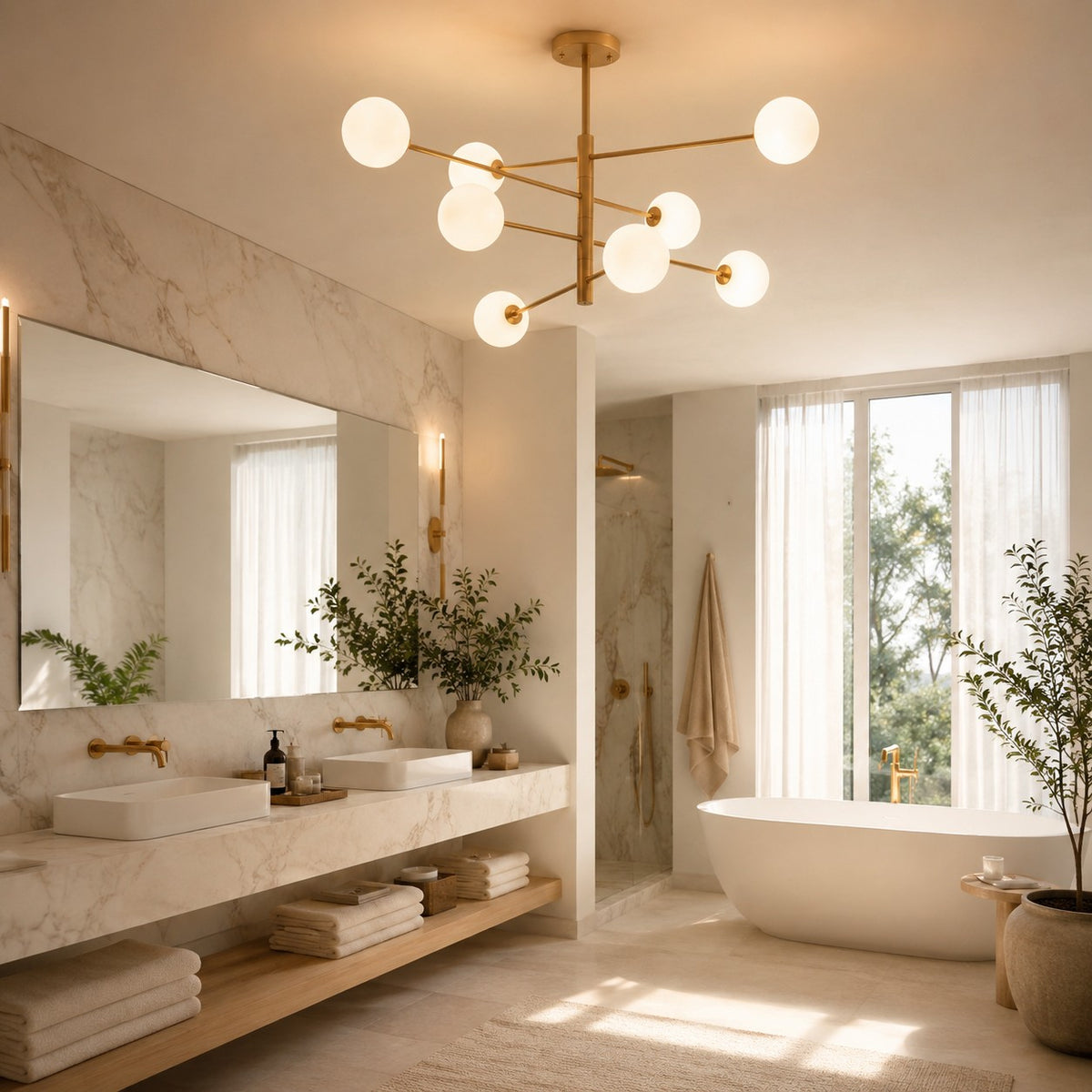 Lustre Salle de bain Boule Blanc - ambiance