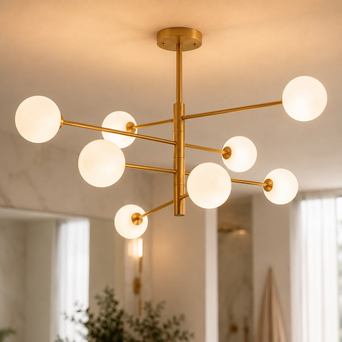 Lustre Salle de bain Boule Blanc - vue rapprochee