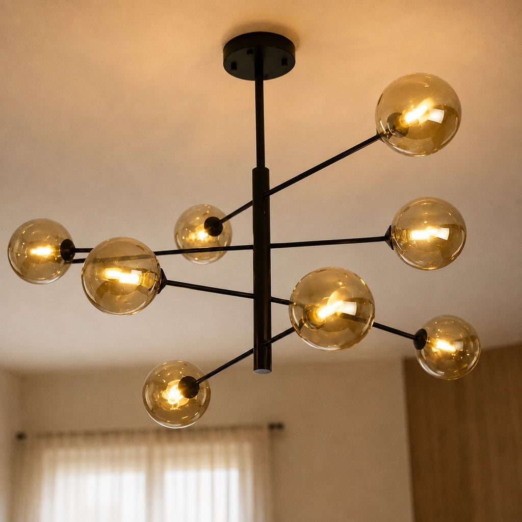 Lustre Salle de bain Boule Noir - vue rapprochee
