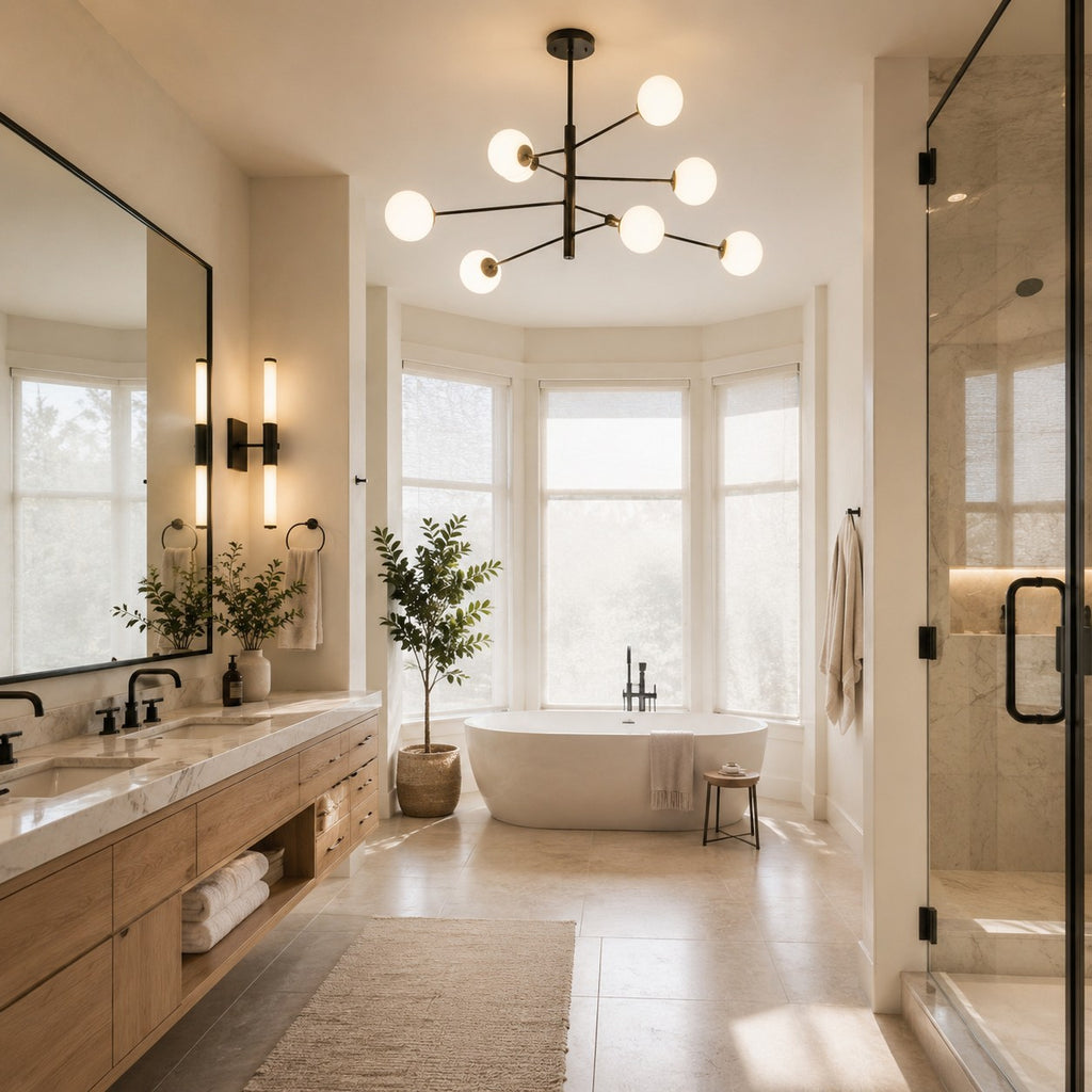 Lustre Salle de bain Boule Noir-blanc - ambiance