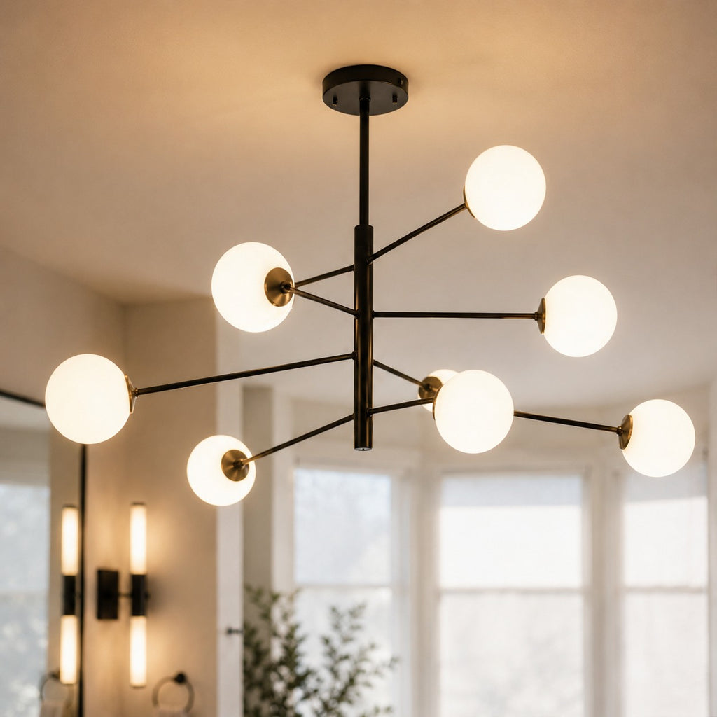 Lustre Salle de bain Boule Noir-blanc - vue rapprochee