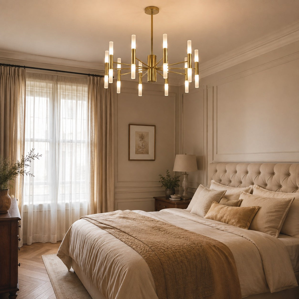 Lustre Chambre Branche Doree - ambiance