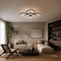 Lustre Moderne Carre Noir - ambiance salon