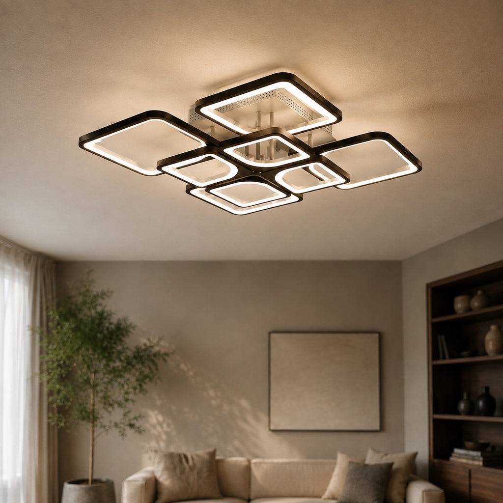 Lustre Moderne Carre Noir - vue rapprochee