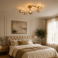 Lustre Chambre Courbe Doree - ambiance chambre