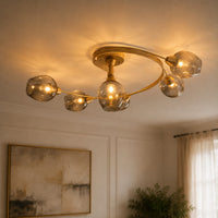 Lustre Chambre Courbe Doree - vue rapprochee