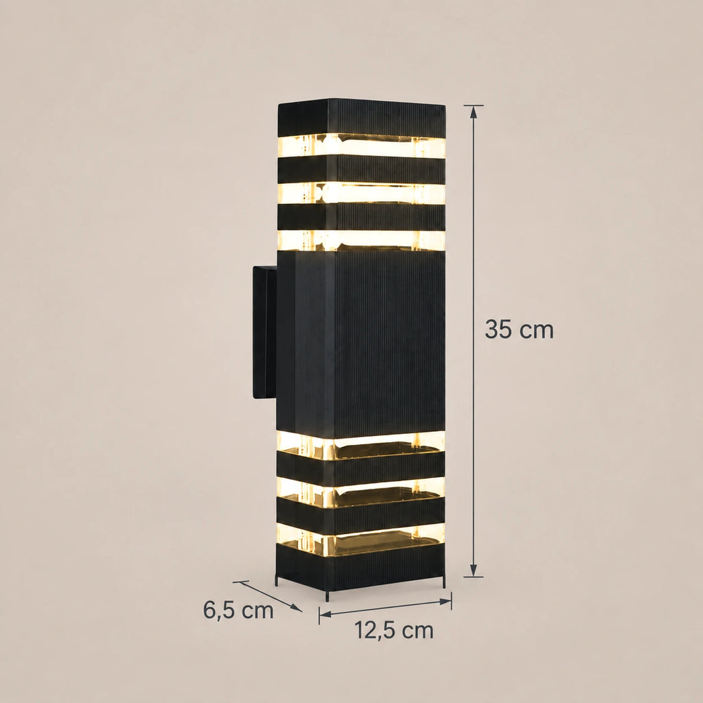 Lustre Extérieur Rectangle Noir - dimensions