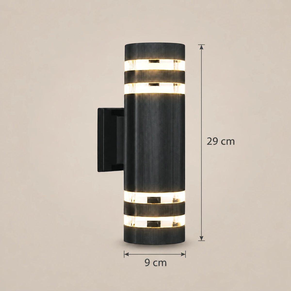 Lustre Extérieur Cylindrique Noir - dimensions