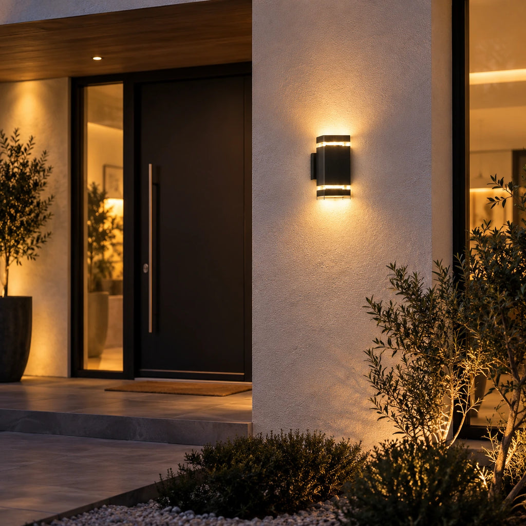 Lustre Extérieur Petit Rectangle Noir - ambiance