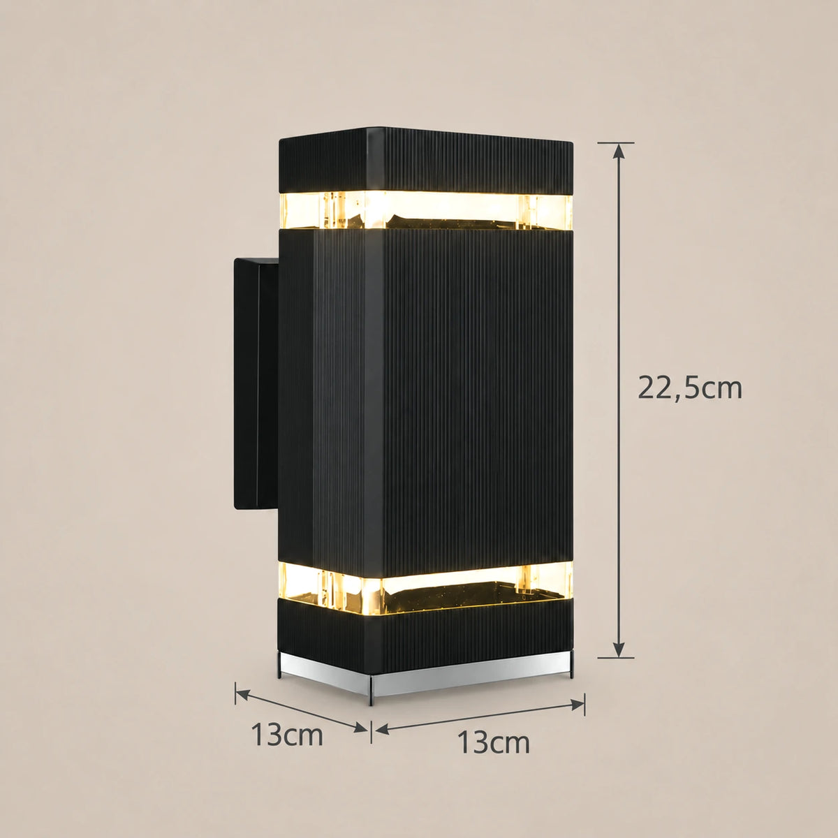 Lustre Extérieur Petit Rectangle Noir - dimensions