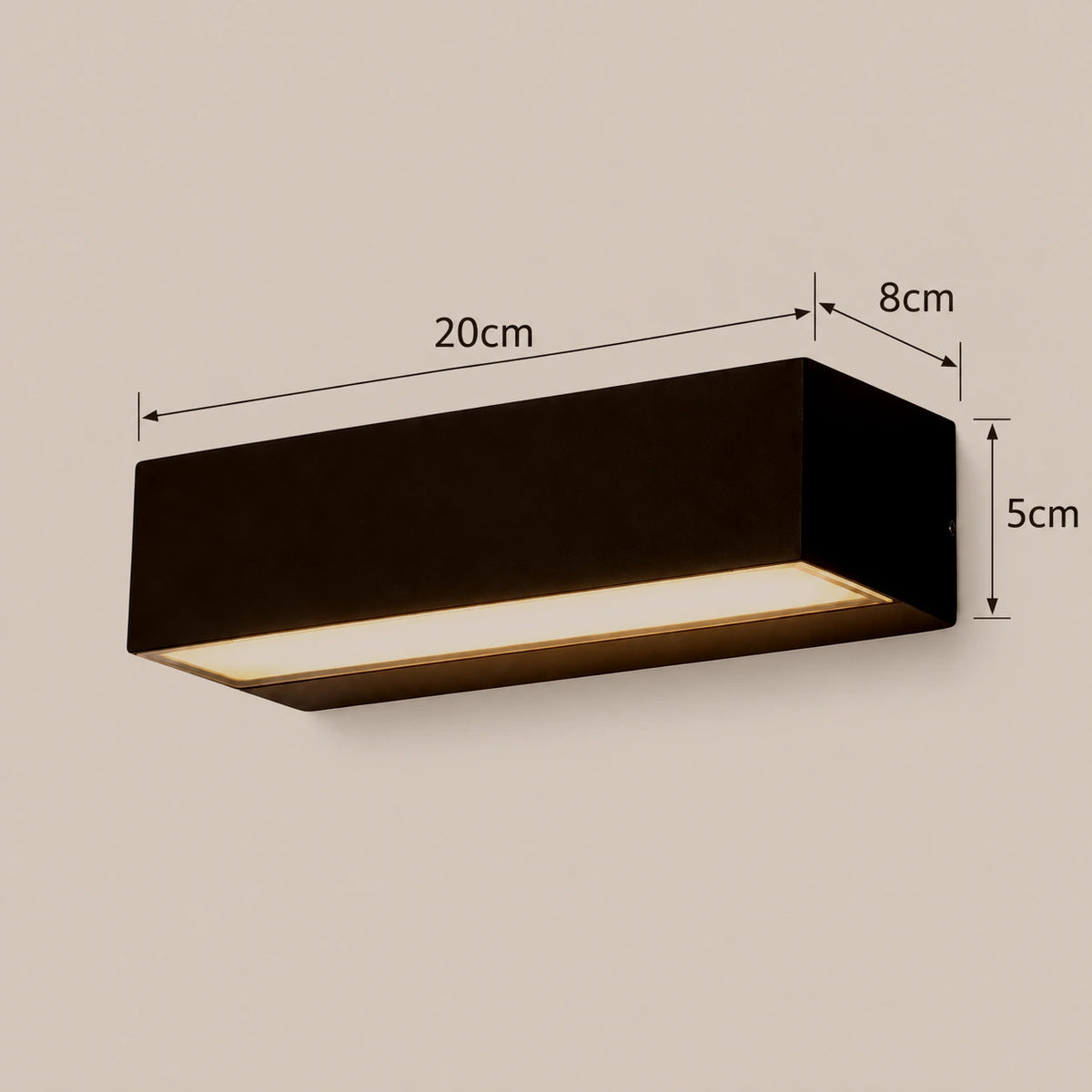 Lustre Extérieur Petit Barre Noir - dimensions