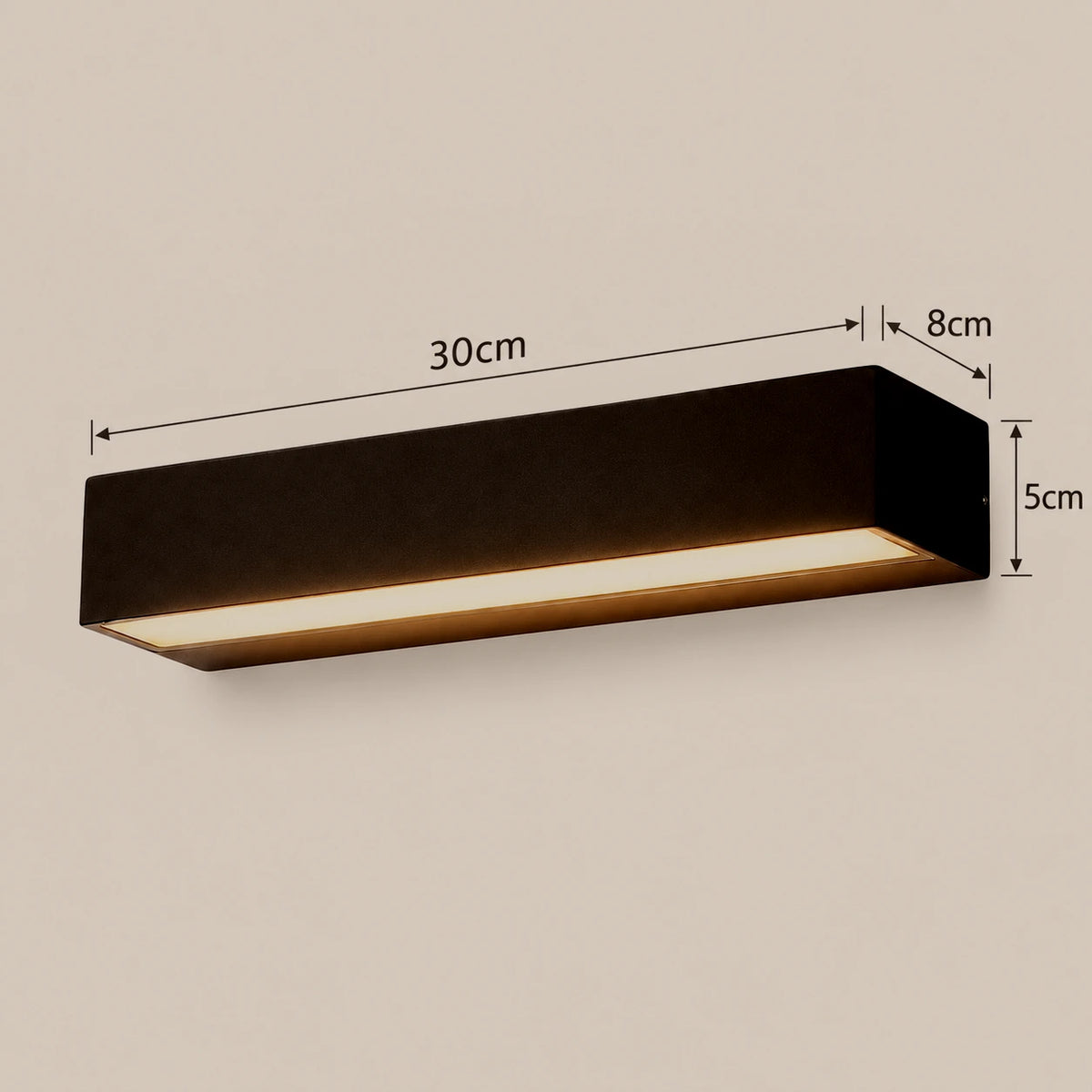 Lustre Extérieur Barre Noir - dimensions