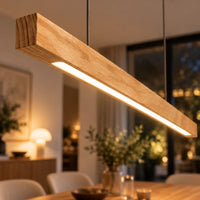 Lustre Moderne Barre Bois claire - zoom