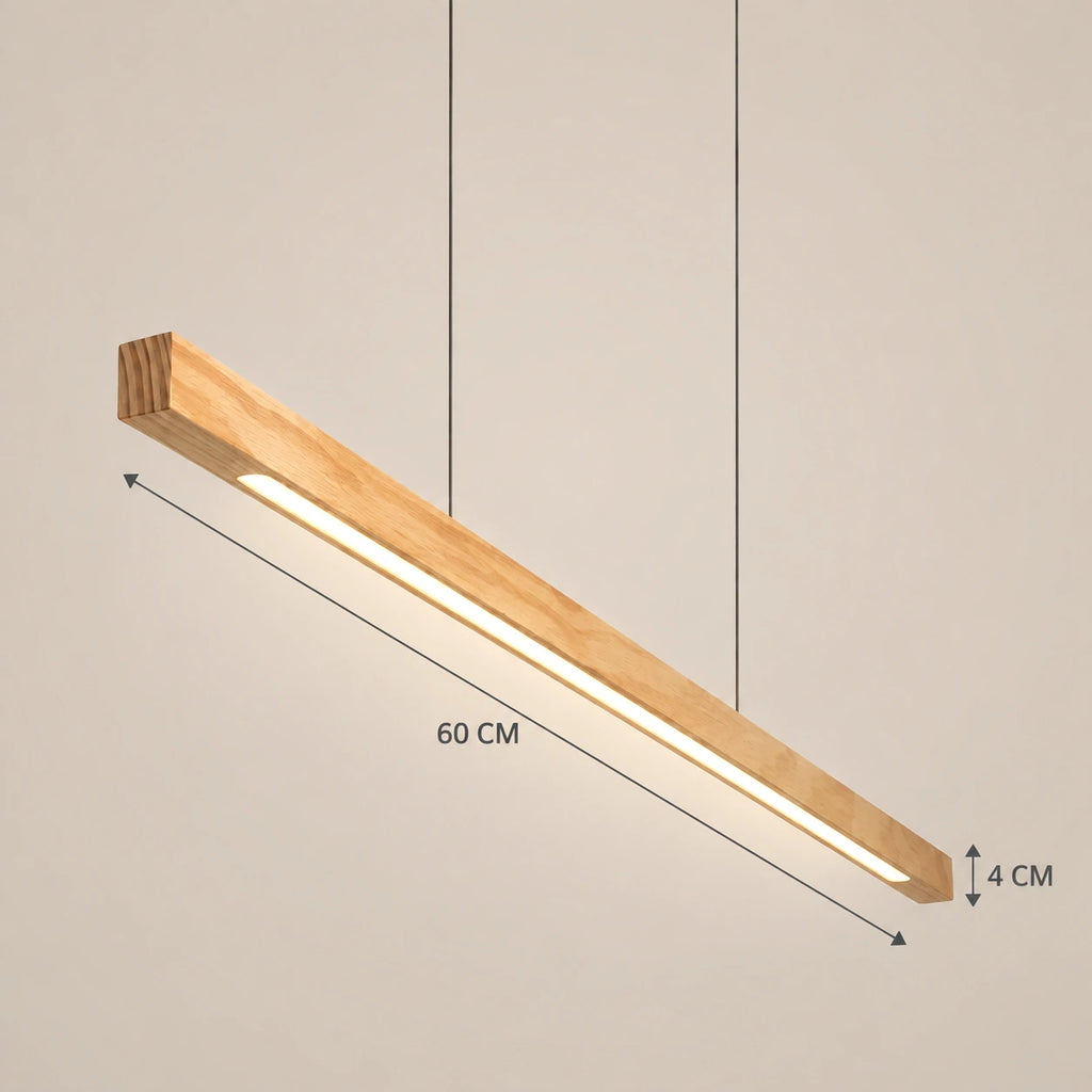 Lustre Moderne Barre Bois claire - dimensions