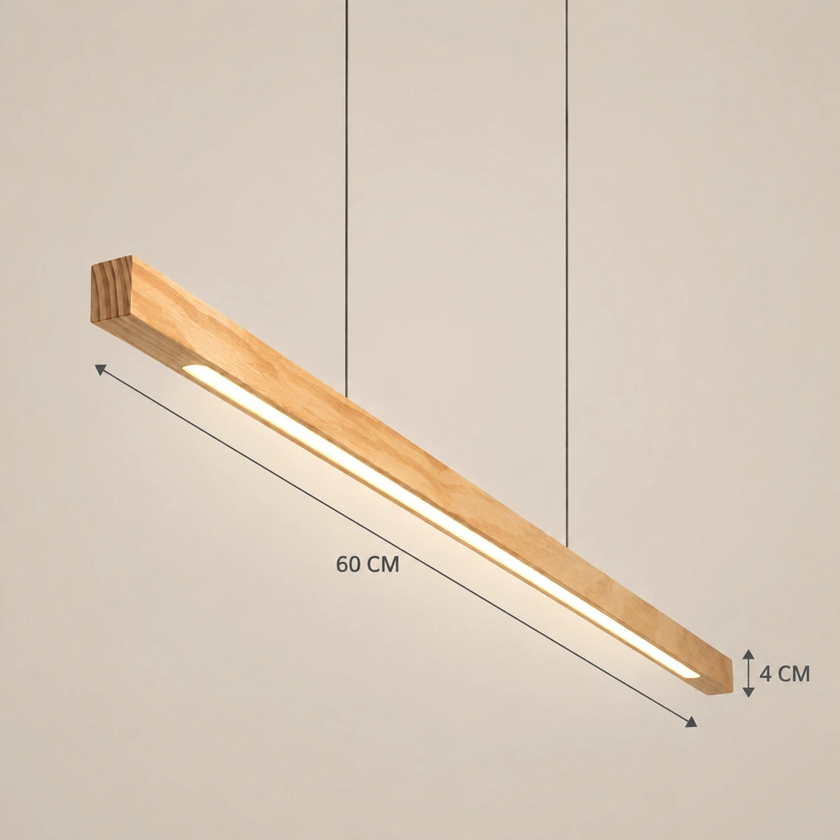 Lustre Moderne Barre Bois claire - dimensions