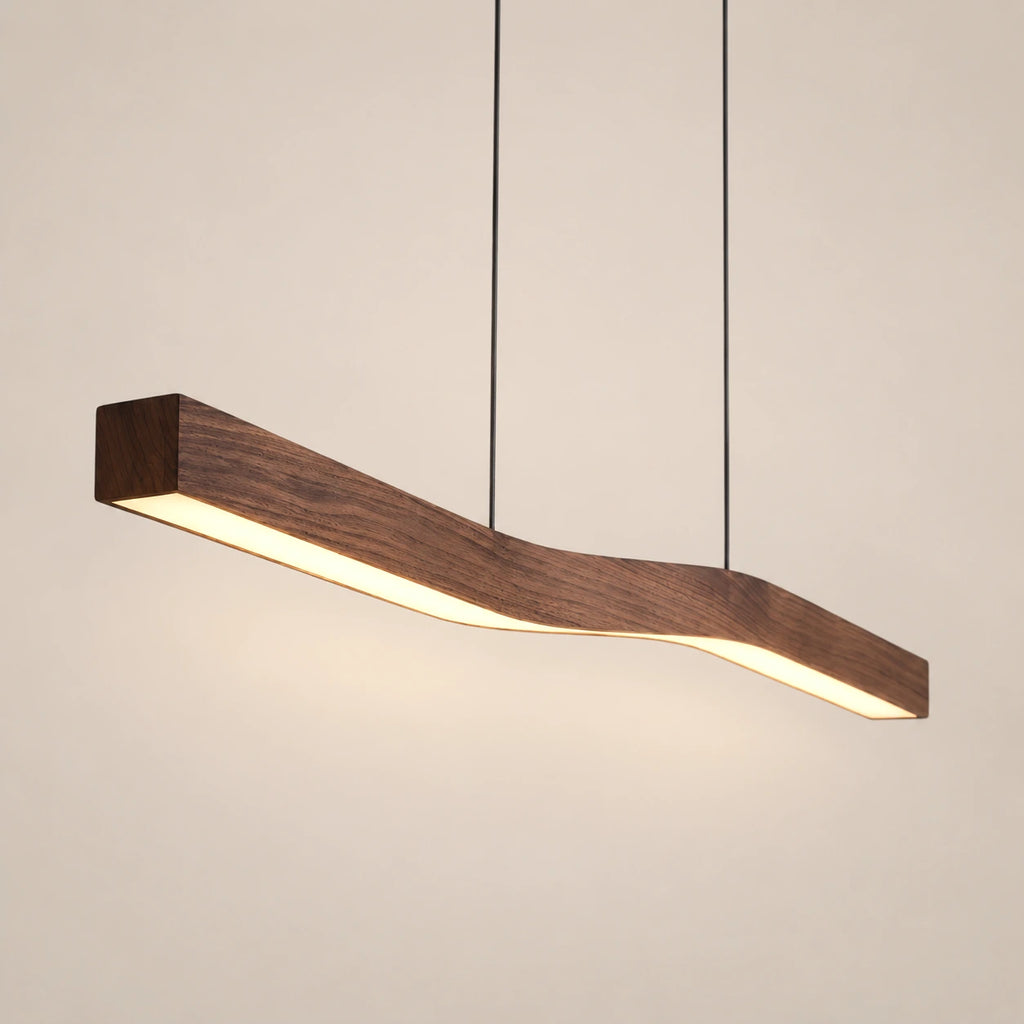 Lustre Moderne Courbe Bois - packshot