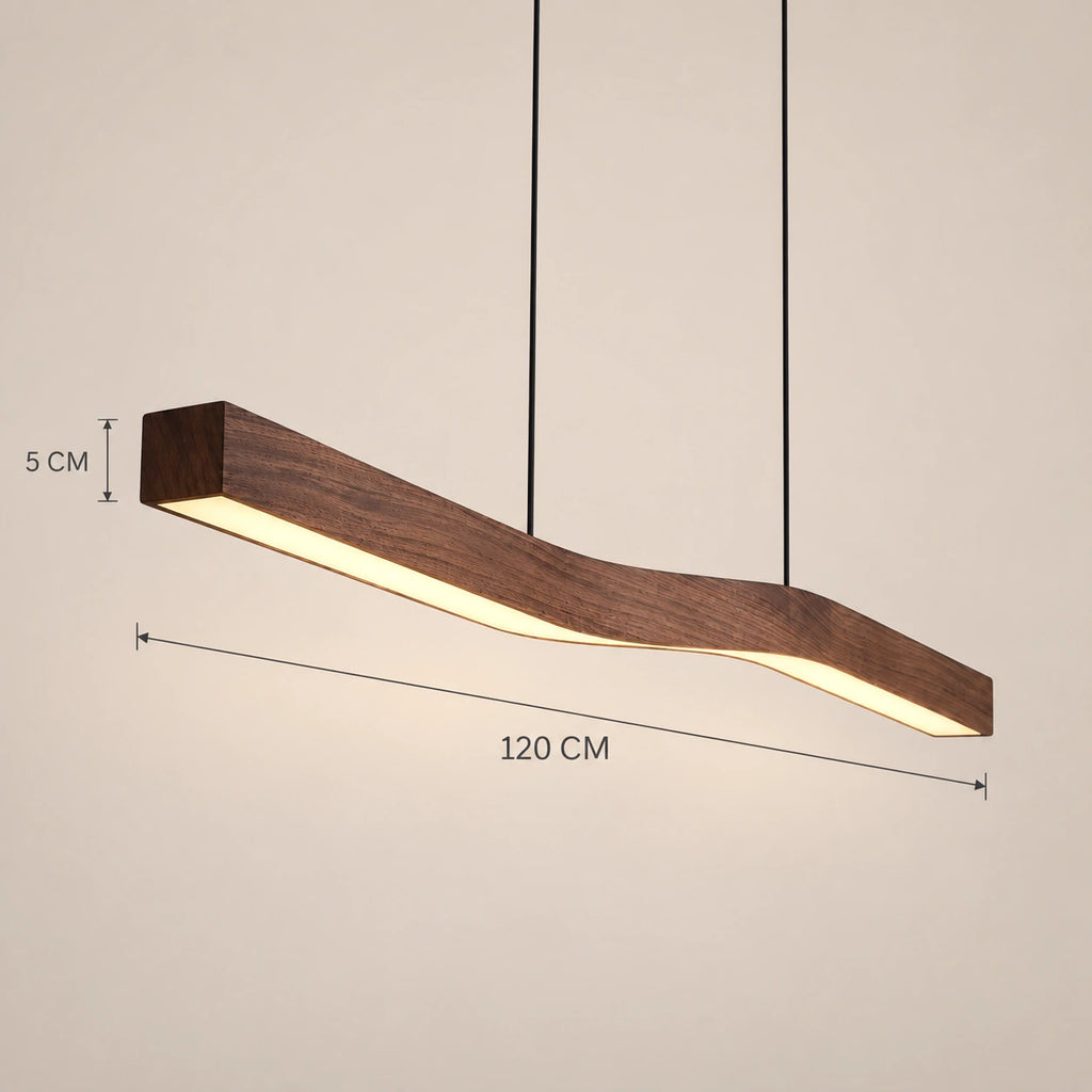 Lustre Moderne Courbe Bois - dimensions