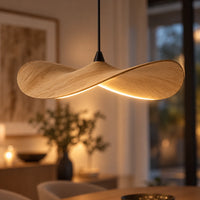 Lustre Bois Simple Feuille claire - zoom