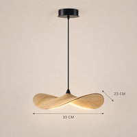 Lustre Bois Simple Feuille claire - dimensions