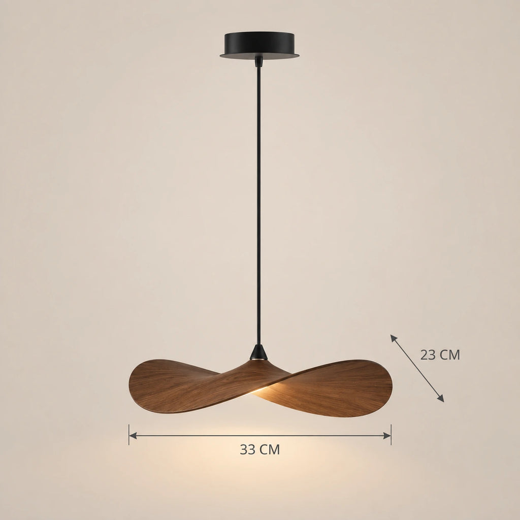 Lustre Bois Simple Feuille - dimensions