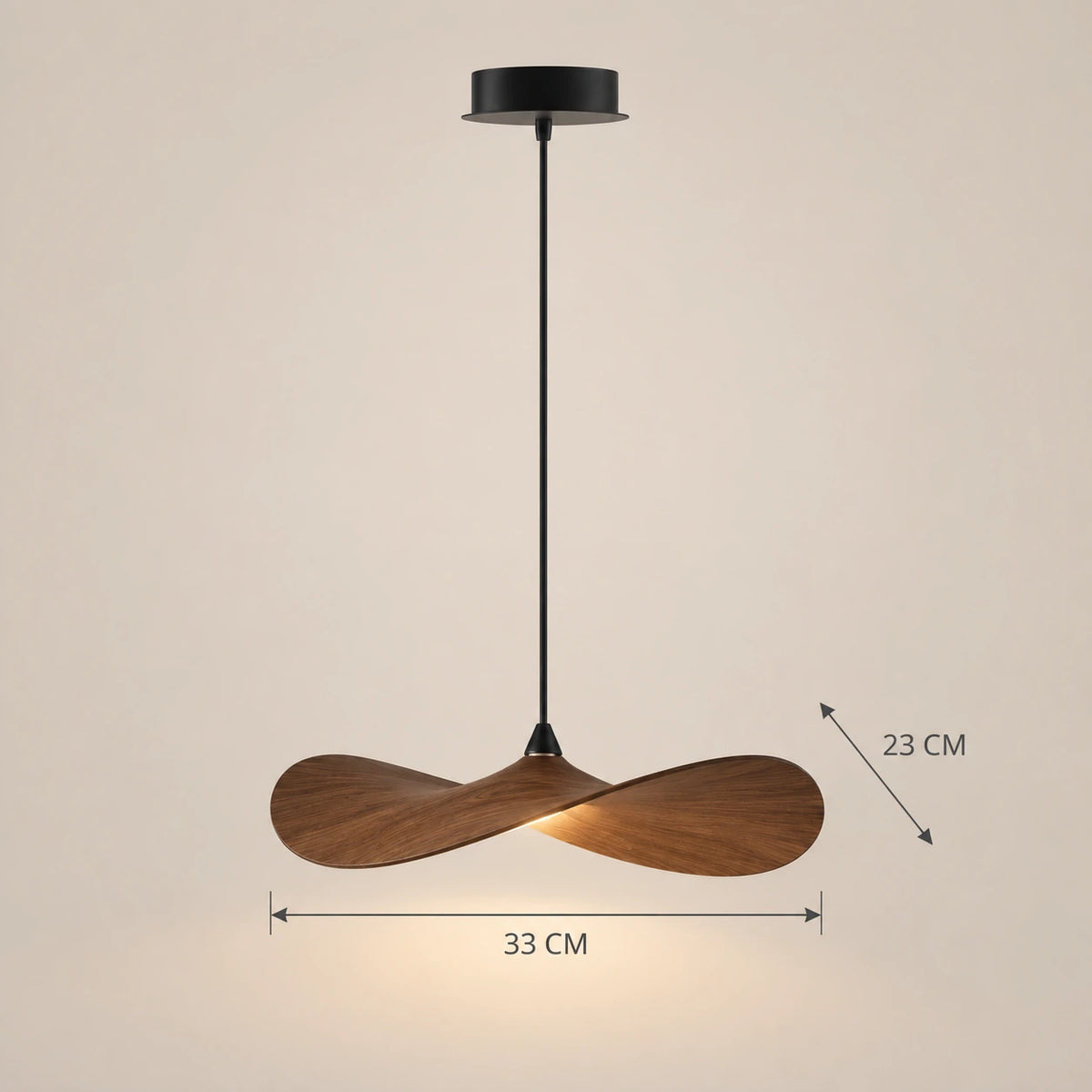 Lustre Bois Simple Feuille - dimensions
