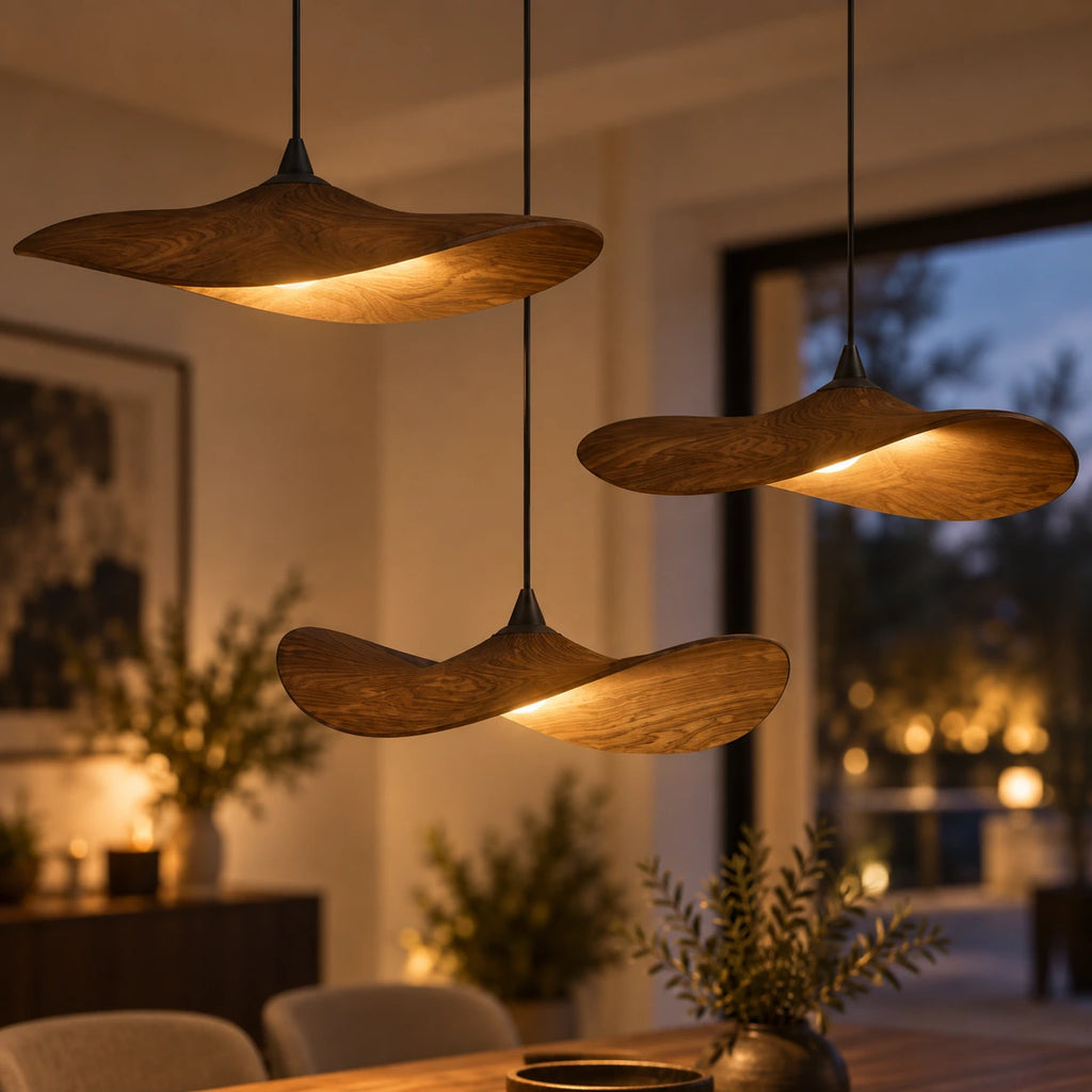 Lustre Bois 3 Feuilles - zoom