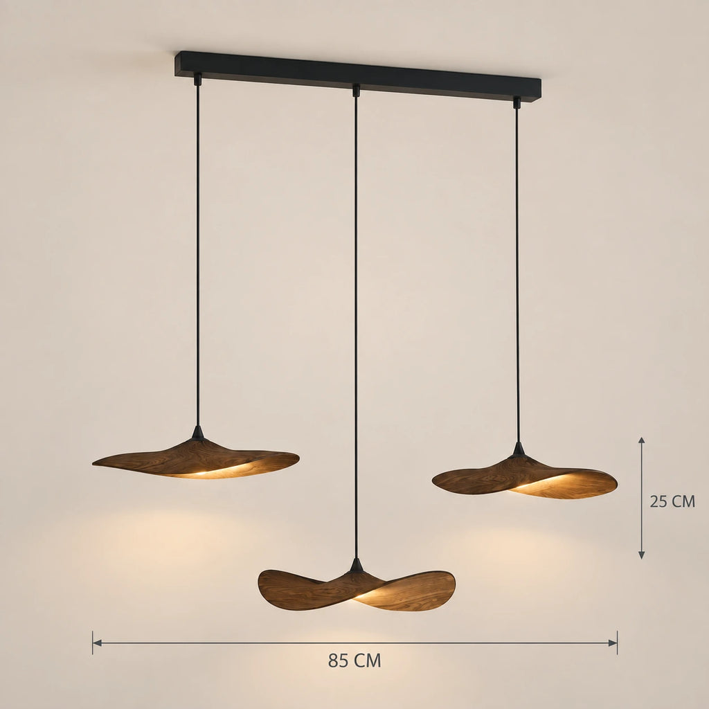 Lustre Bois 3 Feuilles - dimensions