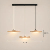Lustre Bois 3 Feuilles claire - dimensions