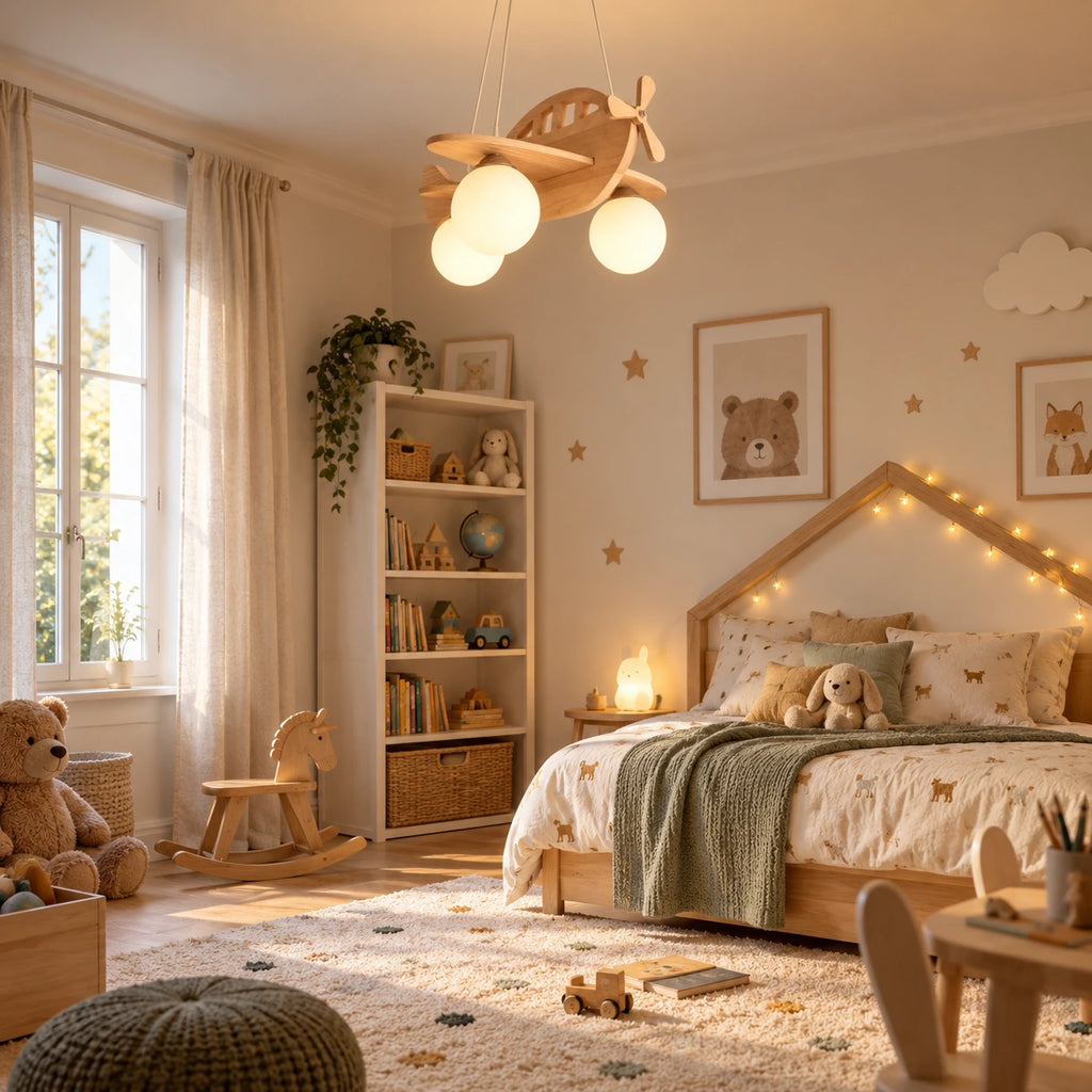 Lustre Enfant Avion Bois - ambiance