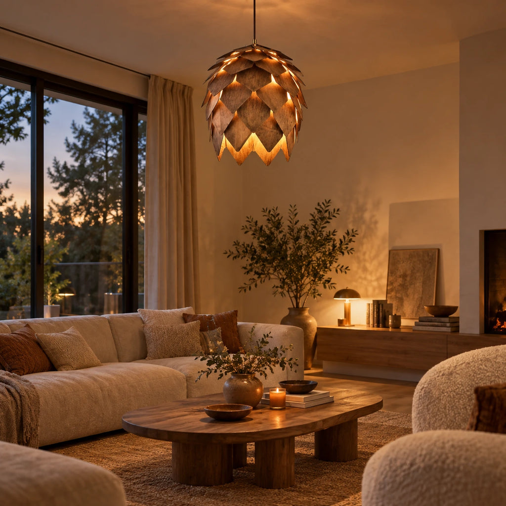 Lustre Bois Pomme de Pin - ambiance