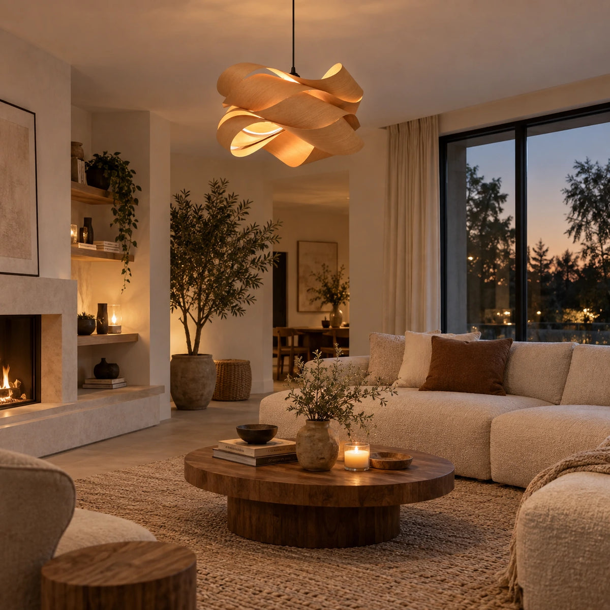 Lustre Salon Bois - ambiance