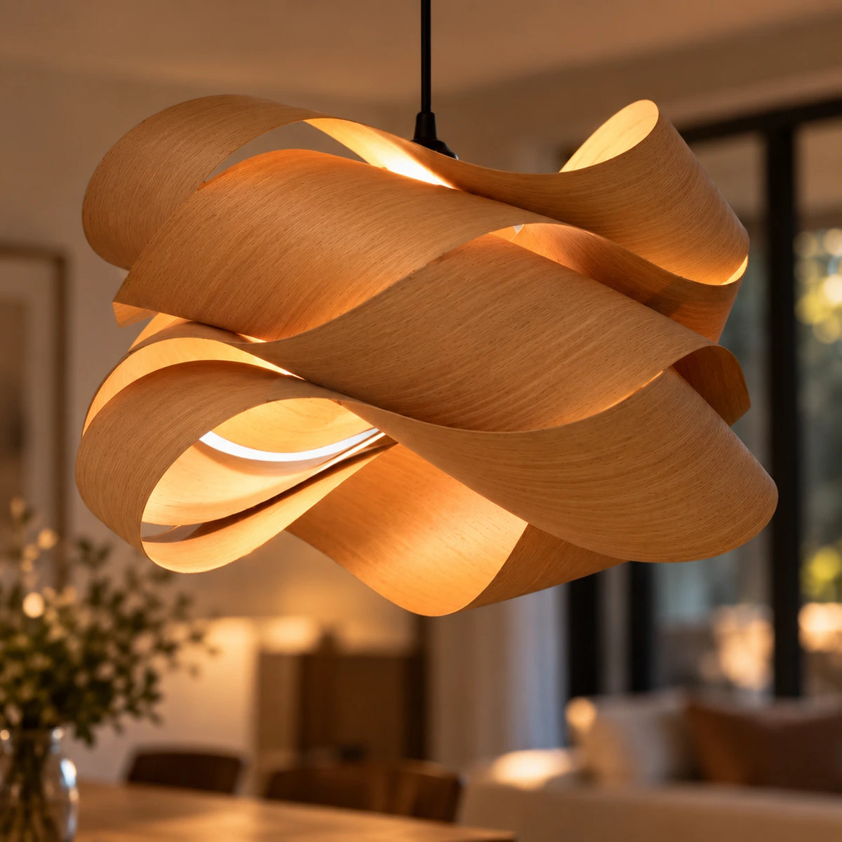 Lustre Salon Bois - zoom