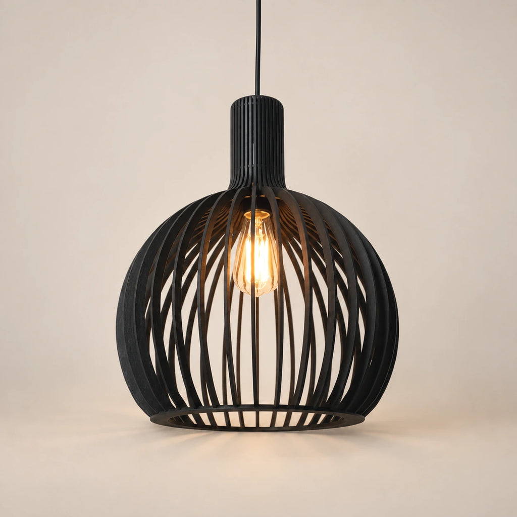 Lustre Bois Cloche Noir - packshot
