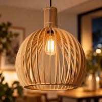 Lustre Bois Cloche - zoom