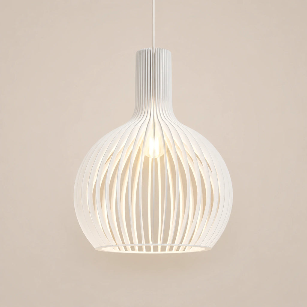 Lustre Bois Cloche Blanc - packshot