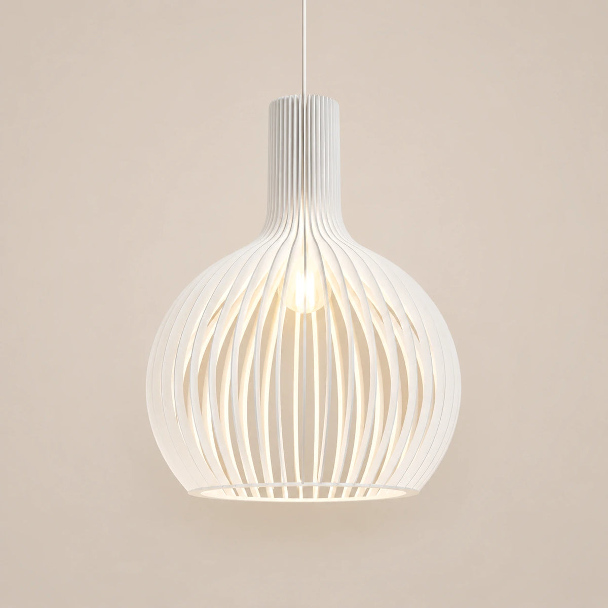Lustre Bois Cloche Blanc - packshot