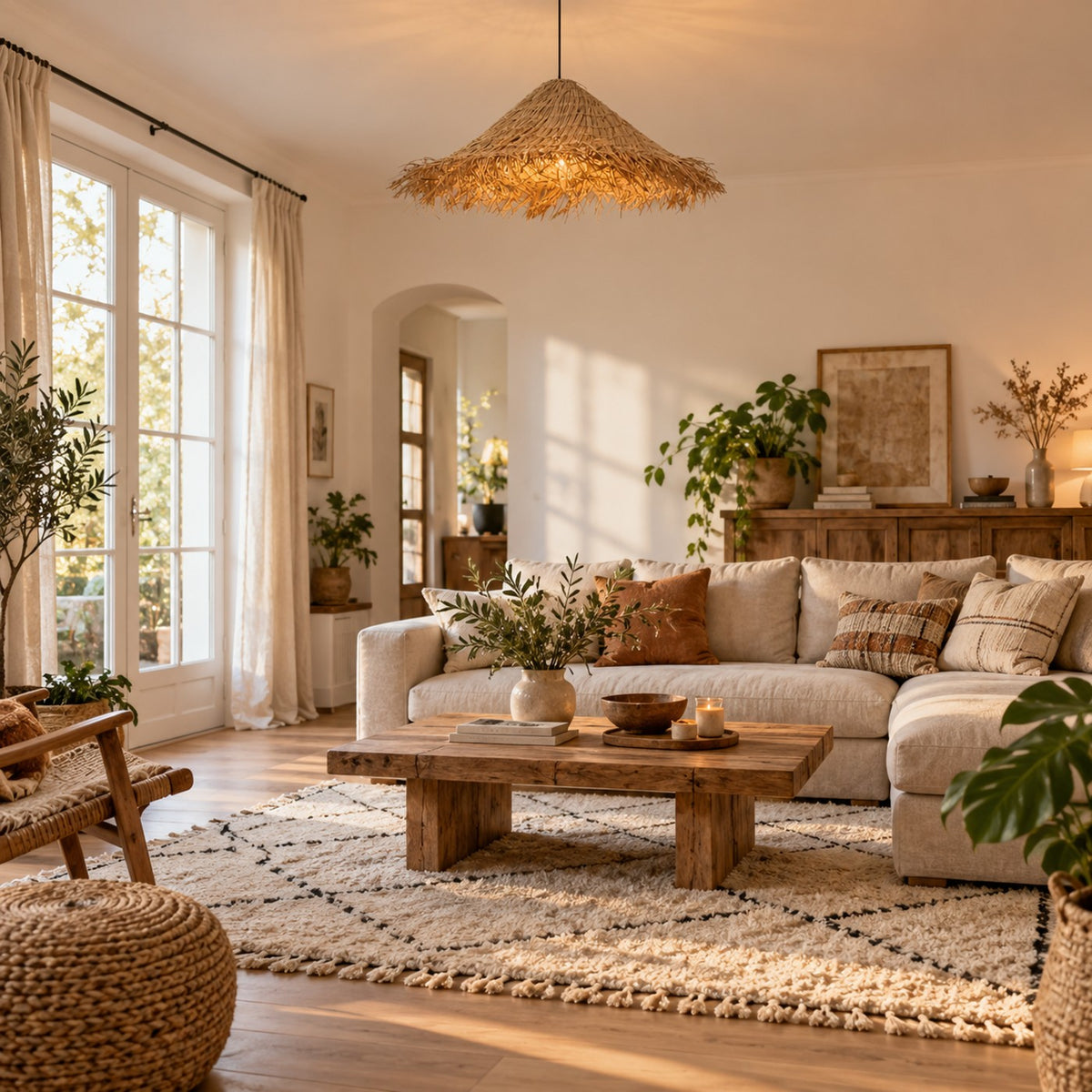 Lustre Chapeau Rotin - ambiance
