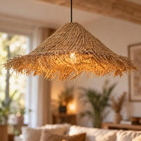 Lustre Chapeau Rotin - zoom