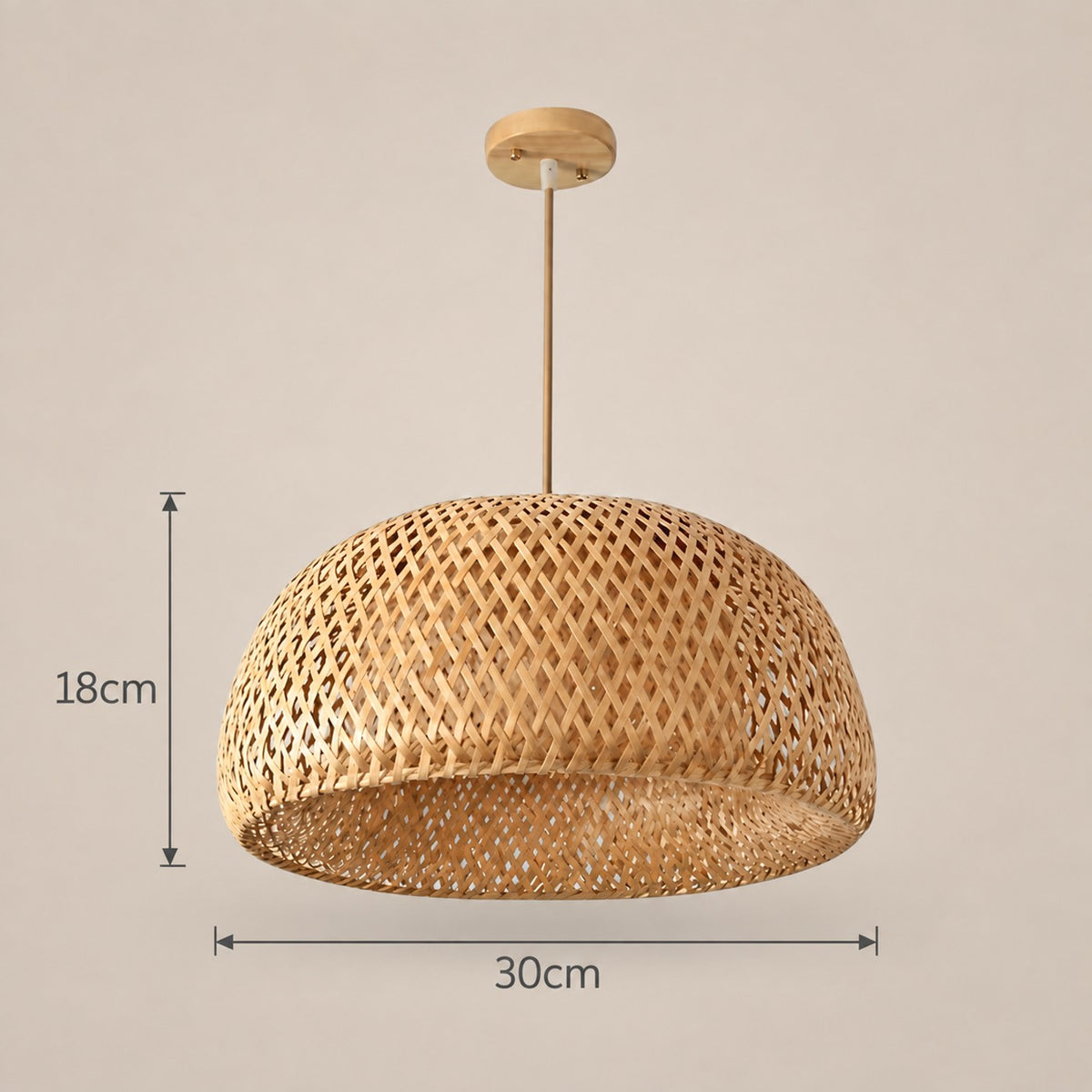 Lustre Rotin Petit Dôme - dimensions