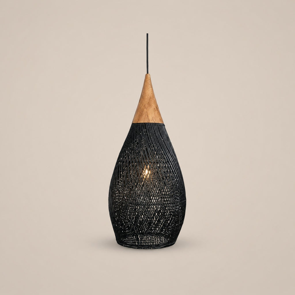 Lustre Rotin Goutte d'Eau Noir - packshot