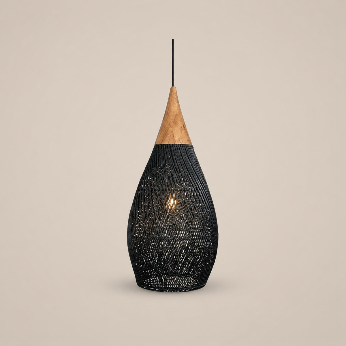 Lustre Rotin Goutte d'Eau Noir - packshot