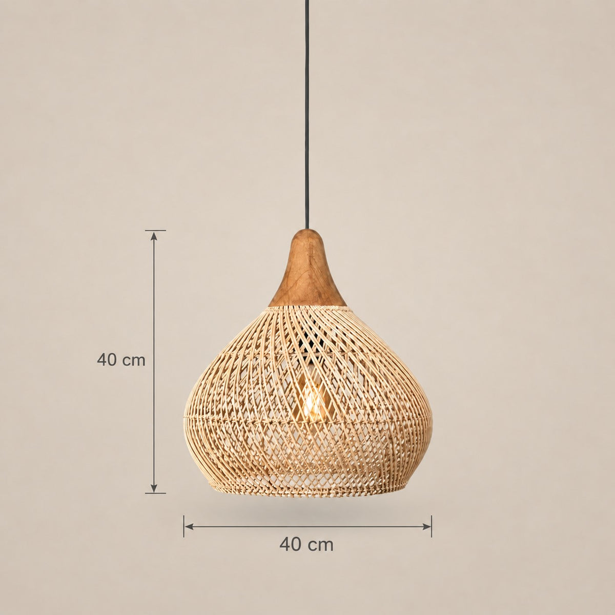 Lustre Rotin Cloche Inversée - dimensions