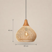 Lustre Rotin Cloche Inversée - dimensions