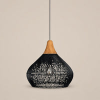 Lustre Rotin Cloche Inversée Noir - packshot