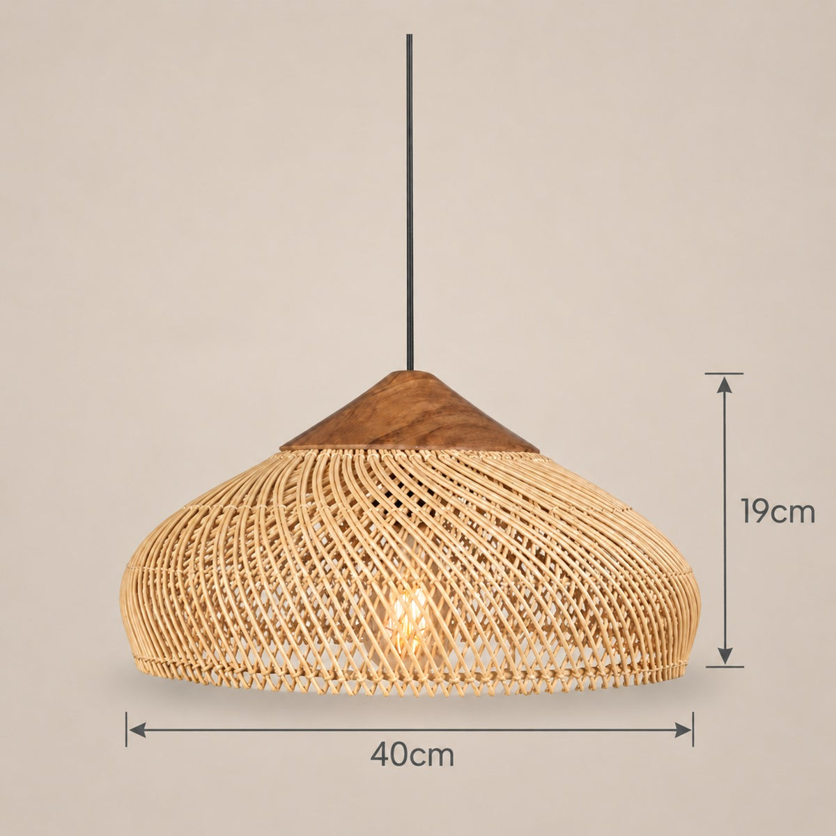 Lustre Rotin Soucoupe - dimensions