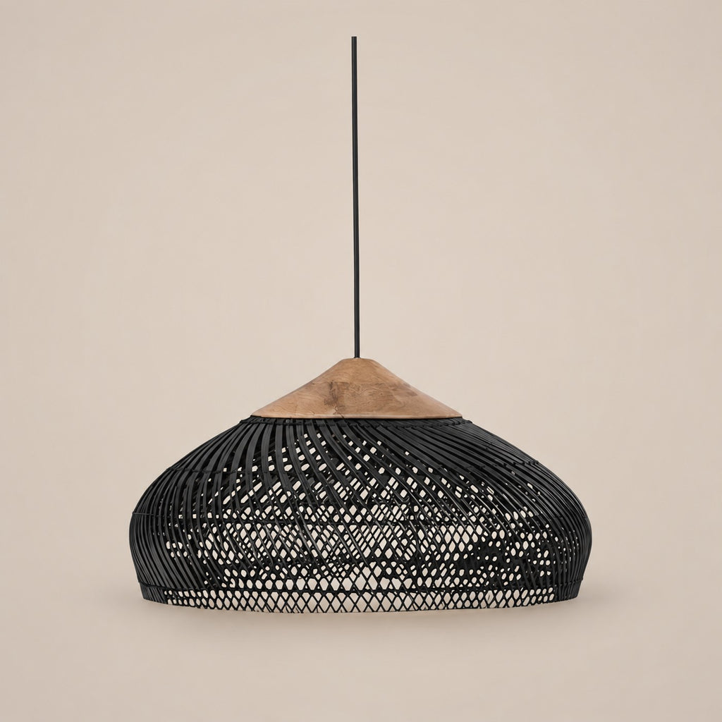 Lustre Rotin Soucoupe Noir - packshot