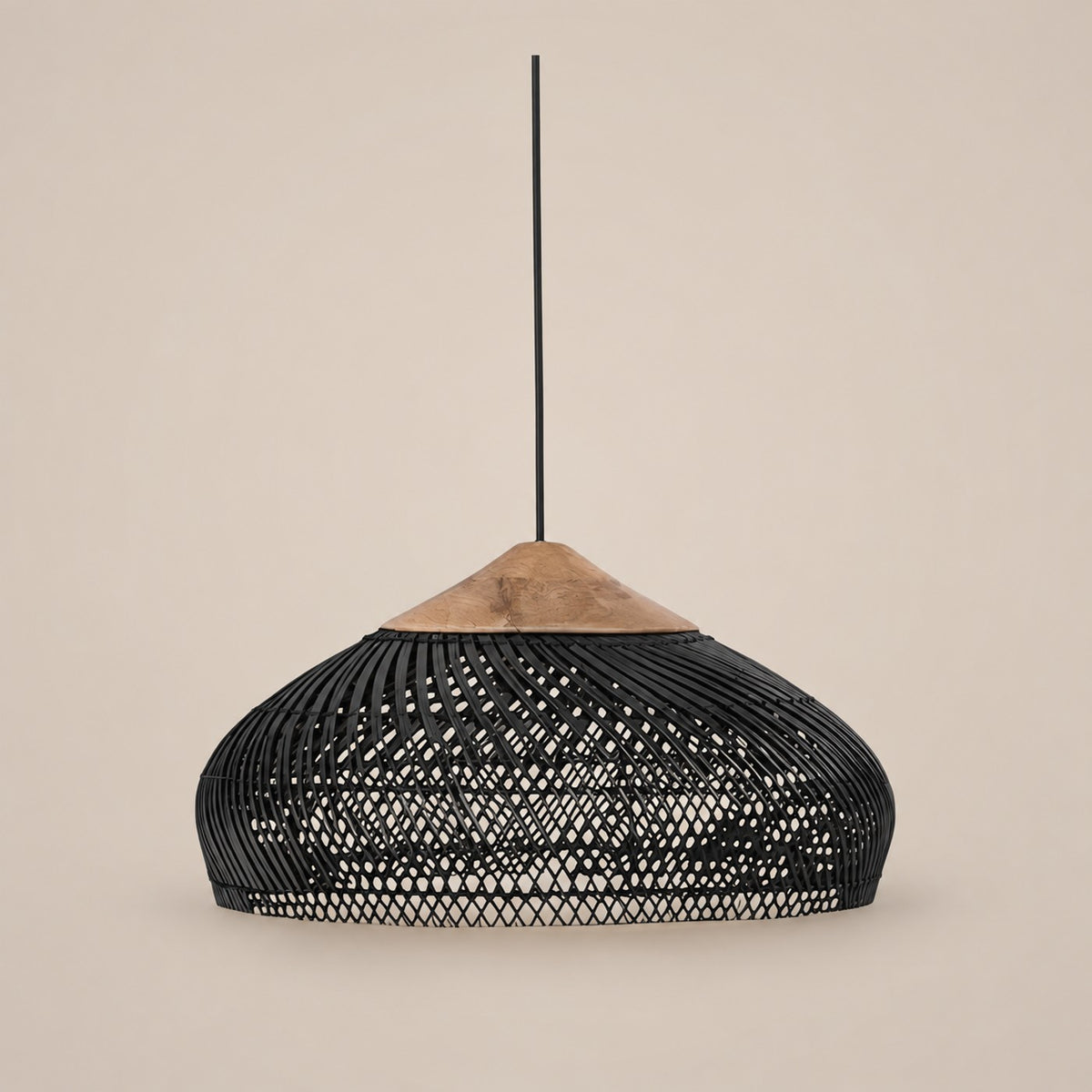 Lustre Rotin Soucoupe Noir - packshot