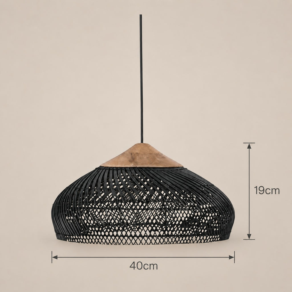 Lustre Rotin Soucoupe Noir - dimensions