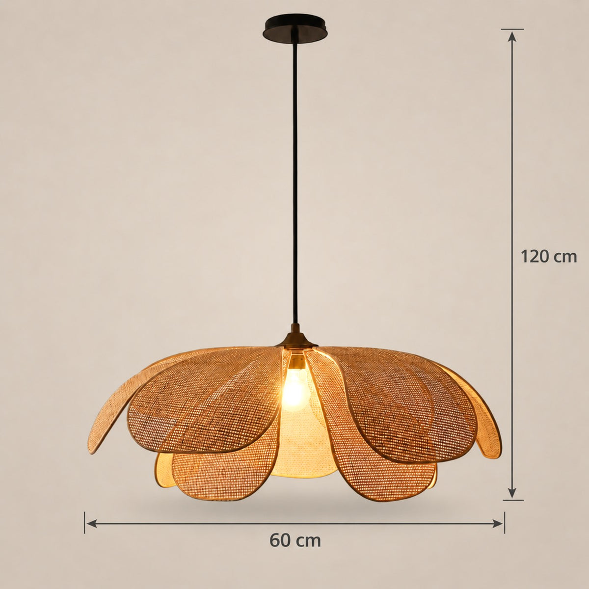 Lustre Fleur Rotin - dimensions