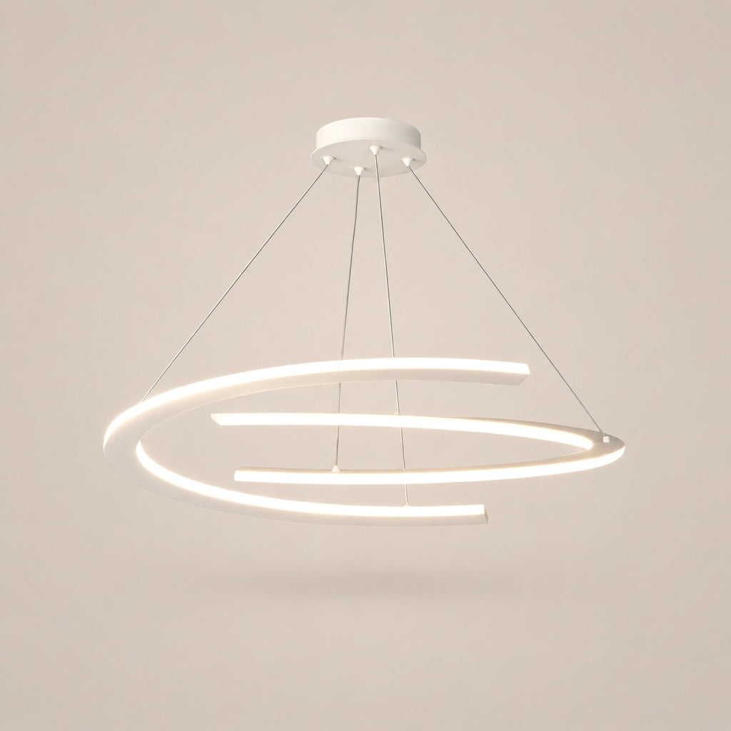 Lustre Salon Moderne Anneaux Lumineux Blanc - packshot